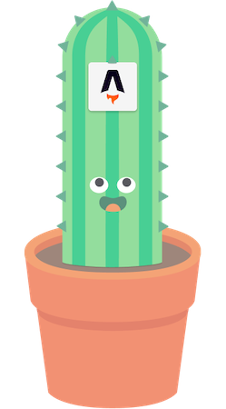 A cartoon cactus looking at 'Astro.build' logo